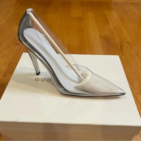 Good American Cinder-F*cking-Rella Glass Pump Shoes Size 9 NWT