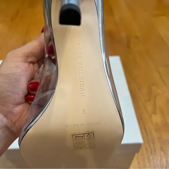Good American Cinder-F*cking-Rella Glass Pump Shoes Size 9 NWT