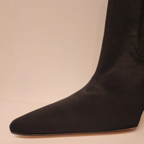 Good American High Kickstand Neoprene Bootie In Black Gold Accents size 9