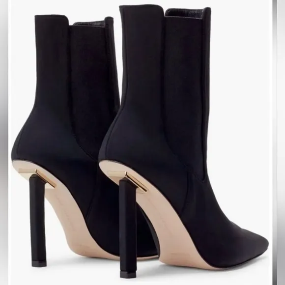 Good American High Kickstand Neoprene Bootie In Black Gold Accents size 9