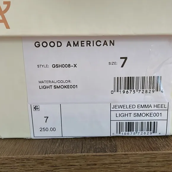 GOOD AMERICAN LIGHT SMOKE BLACK JEWELED STILETTO HEEL EMMA SIZE 7‎ New in Box