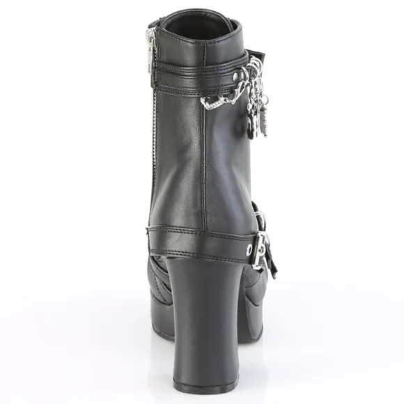 Goth Platform Heel Heart Lace Up Ankle Boots