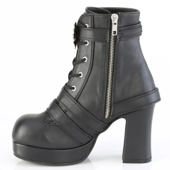 Goth Platform Heel Heart Lace Up Ankle Boots