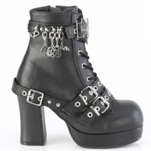 Goth Platform Heel Heart Lace Up Ankle Boots