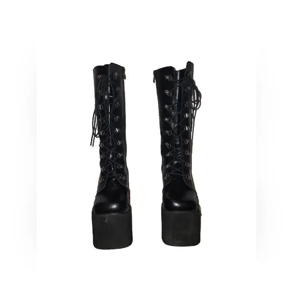 Goth Platform Knee High Boots Punk Cosplay Boots Womens Black Size 5.5