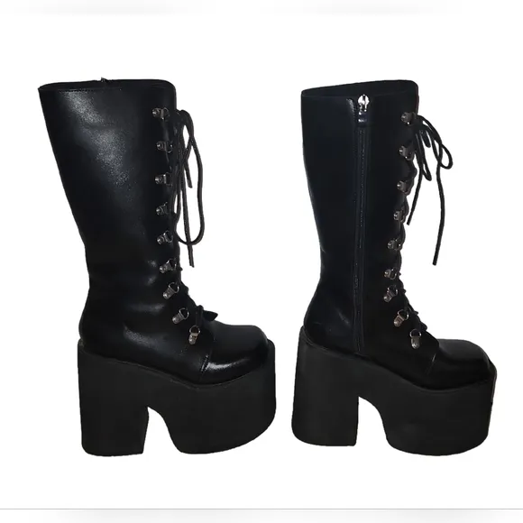 Goth Platform Knee High Boots Punk Cosplay Boots Womens Black Size 5.5