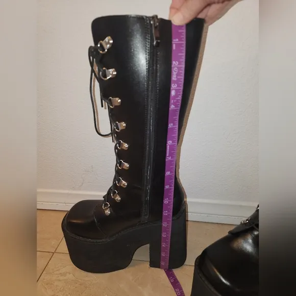 Goth Platform Knee High Boots Punk Cosplay Boots Womens Black Size 5.5