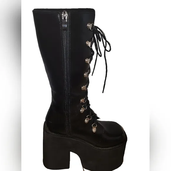 Goth Platform Knee High Boots Punk Cosplay Boots Womens Black Size 5.5