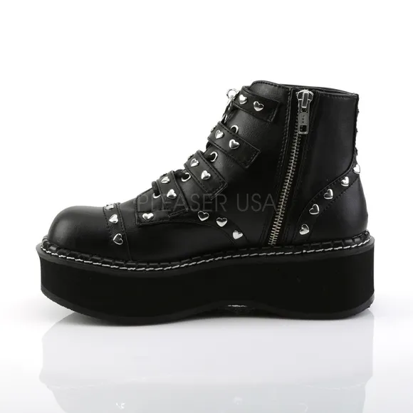 Gothic Buckle Heart Studded Zipper Boots