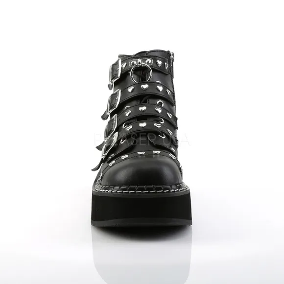 Gothic Buckle Heart Studded Zipper Boots