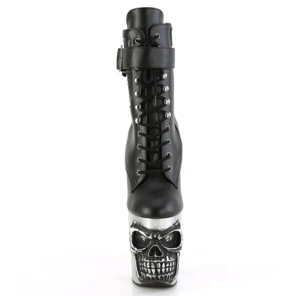 Gothic LED Skull Platform High Heel Lace Up Ankle Boots