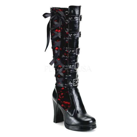 Gothic Platform Lace Up High Heel Boots