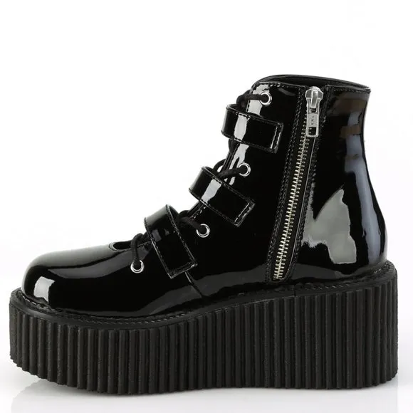 Gothic Spider Web Creeper Lace Up Ankle Boots