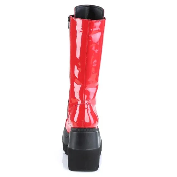 Gothic Wedge Platform Knee High Lace Up Boots