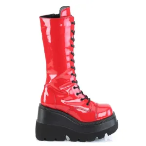Gothic Wedge Platform Knee High Lace Up Boots