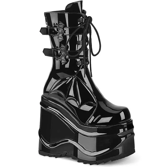 Gothic Wedge Platform Lace Up Boots