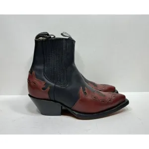 Grinders Arizona Lo Leather Cuban Heel Cowboy Boots Black Burgundy Mens Sz 10 43