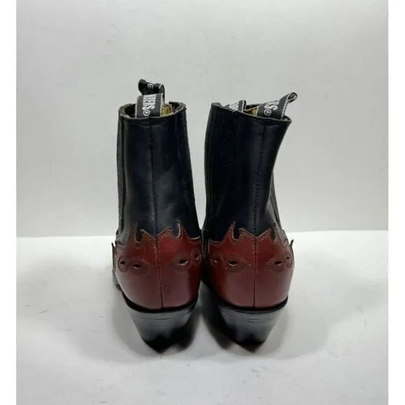Grinders Arizona Lo Leather Cuban Heel Cowboy Boots Black Burgundy Mens Sz 10 43