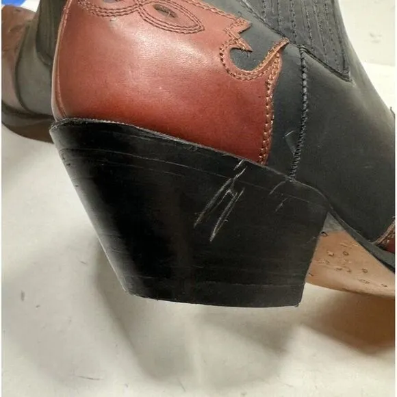 Grinders Arizona Lo Leather Cuban Heel Cowboy Boots Black Burgundy Mens Sz 10 43