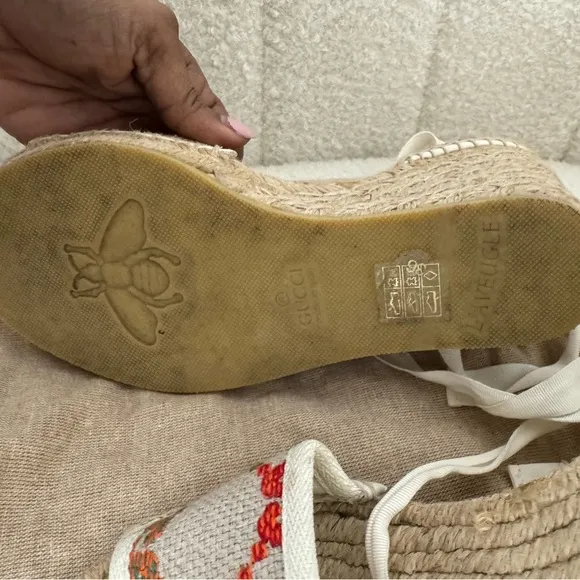 Gucci Beige and Multicolor Espadrille Sandals