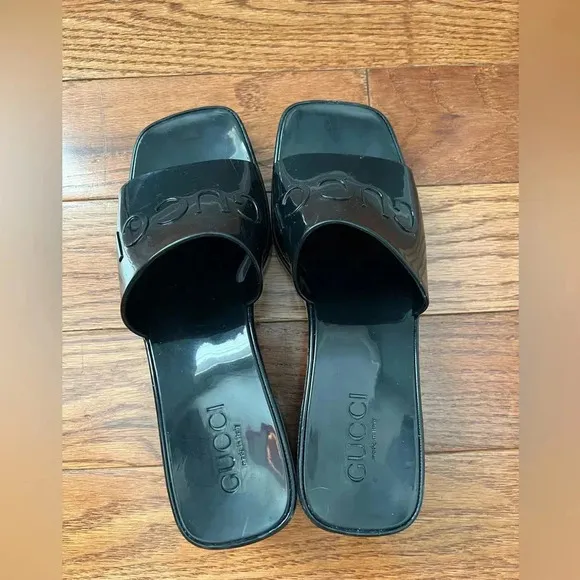Gucci Black Jelly Platform Sandals Sz 35 Us 5