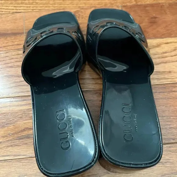 Gucci Black Jelly Platform Sandals Sz 35 Us 5