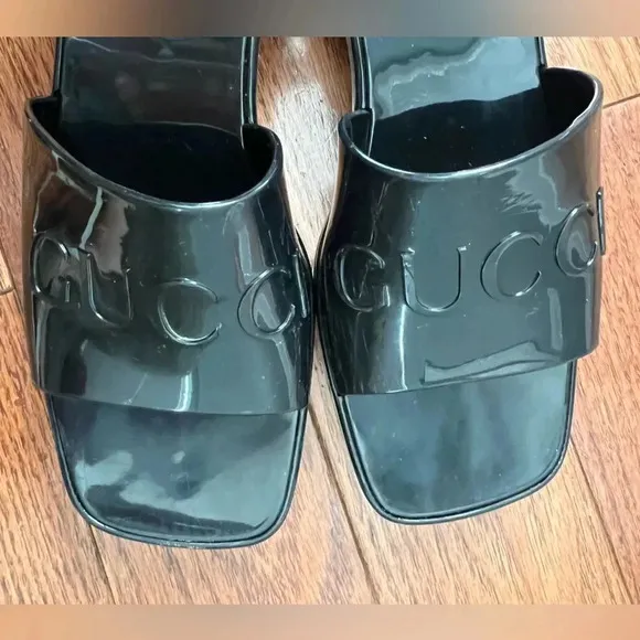 Gucci Black Jelly Platform Sandals Sz 35 Us 5