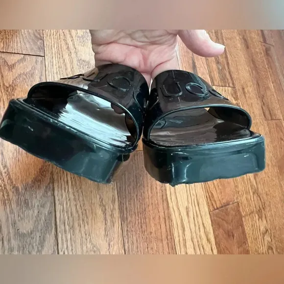Gucci Black Jelly Platform Sandals Sz 35 Us 5