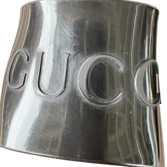 Gucci Black Rubber Logo Platform Slide Sandals Block Heel Chunky EU 38 GUC