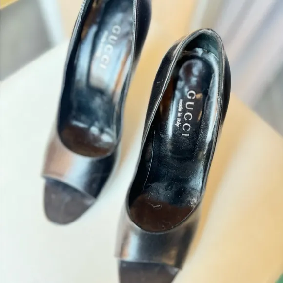 Gucci Black Women's Peep-Toe Heels