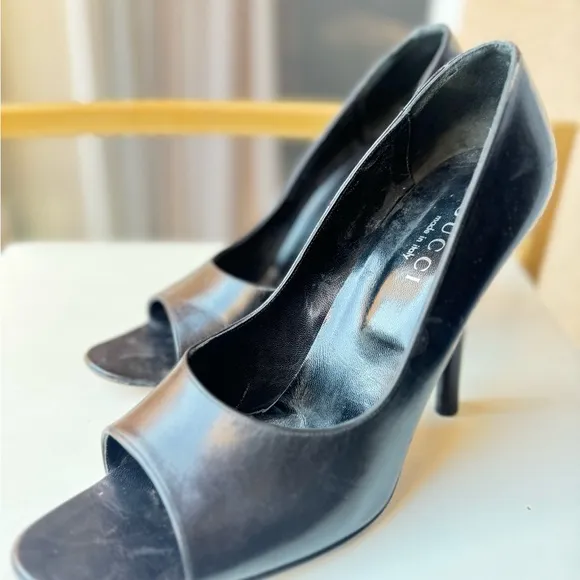 Gucci Black Women's Peep-Toe Heels
