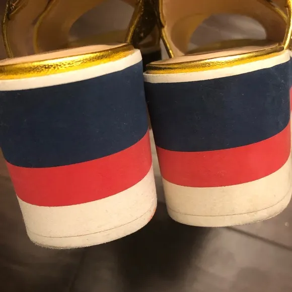 Gucci glitter platform wedge sandals sz 36.5