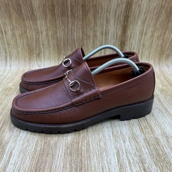 Gucci Horsebit Loafers Women's Size 8.5 B Leather Casual Brown Shoes Low Top