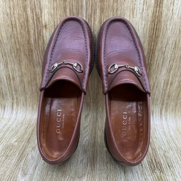 Gucci Horsebit Loafers Women's Size 8.5 B Leather Casual Brown Shoes Low Top