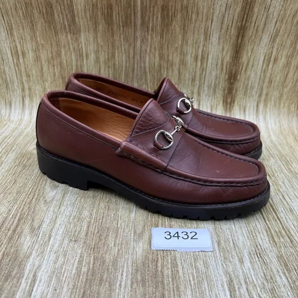 Gucci Horsebit Loafers Women's Size 8.5 B Leather Casual Brown Shoes Low Top