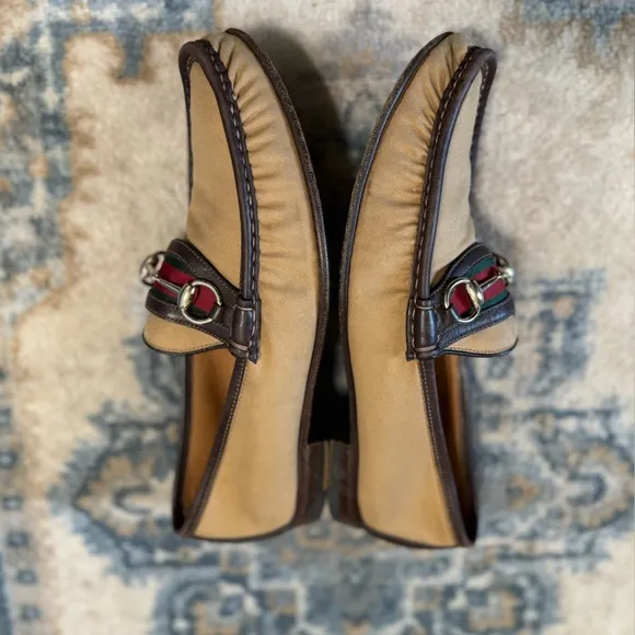 Gucci Men's Tan and Brown Loafers Size 9