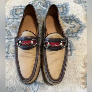 Gucci Men's Tan and Brown Loafers Size 9