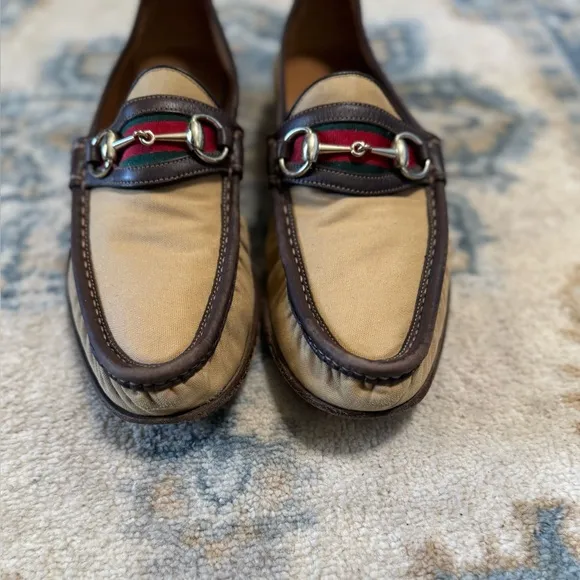 Gucci Men's Tan and Brown Loafers Size 9