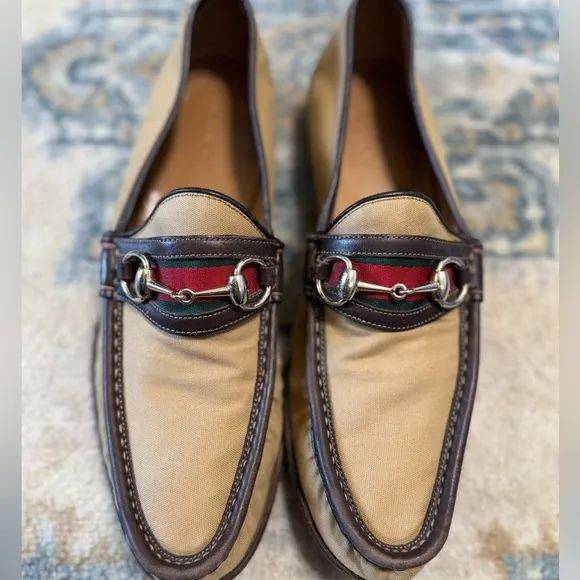 Gucci Men's Tan and Brown Loafers Size 9