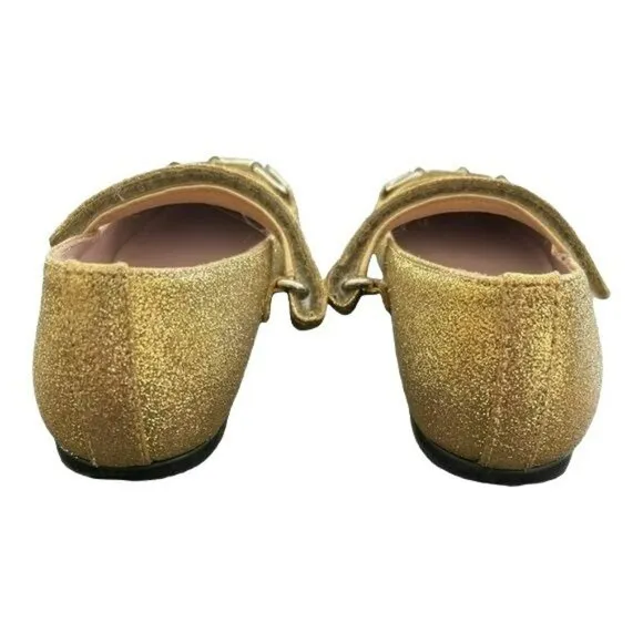 Gucci Shoes Kids Glitter Gold Ballet Mary Jane Flats Preowned Size 24 US 8