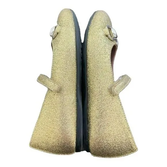 Gucci Shoes Kids Glitter Gold Ballet Mary Jane Flats Preowned Size 24 US 8