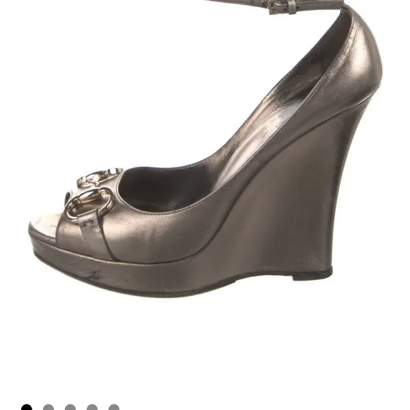 Gucci Women's Metallic Wedge Peep-Toe Shoes