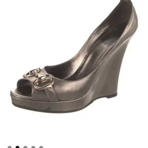Gucci Women's Metallic Wedge Peep-Toe Shoes