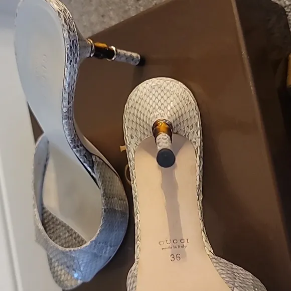 Gucci Women's Mystic White Peep-Toe Heels