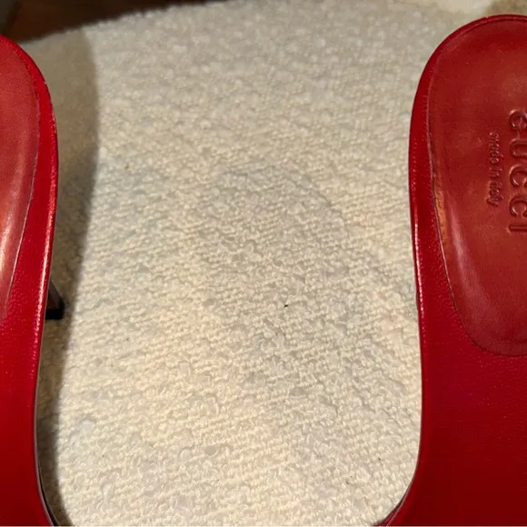 Gucci Women's Original GG Red Stilettos peep toe heel Size 9.5