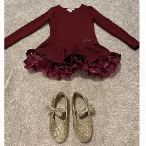 GUESS Brand Girls Red Dress and gold Felix &amp; Flora shoes bundle