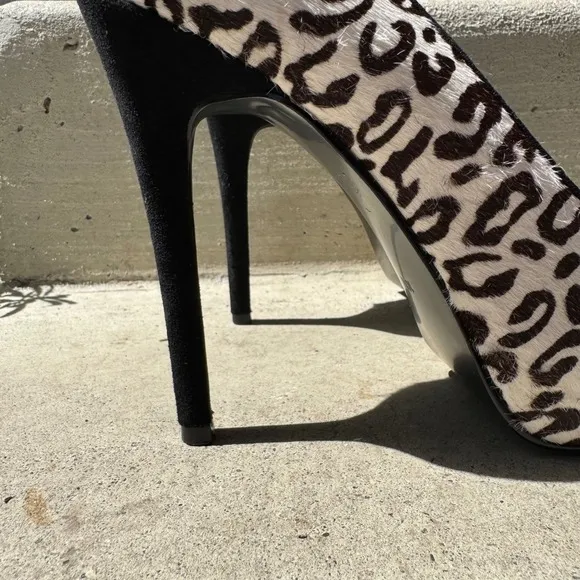 Guess Leopard Print Heels Peep Toe 5.5&quot; Stiletto Pumps Party Shoes Size 10M