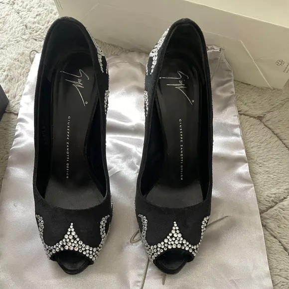 G.Z. Jane Velour Pumps with Crystals