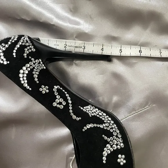 G.Z. Jane Velour Pumps with Crystals