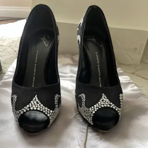 G.Z. Jane Velour Pumps with Crystals